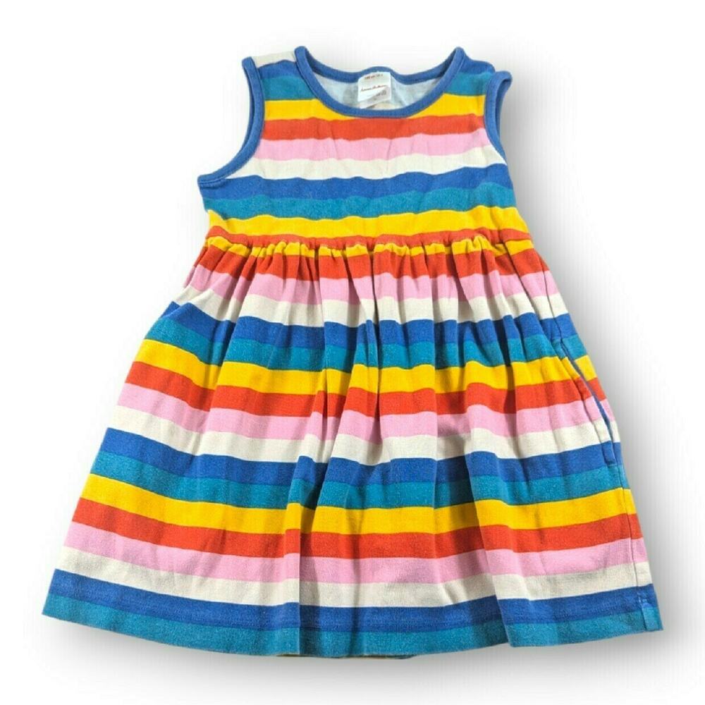 Hanna Andersson Rainbow Stripe Dress Girls Size 4